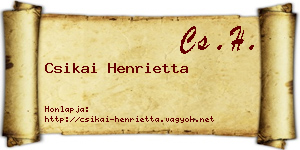 Csikai Henrietta névjegykártya